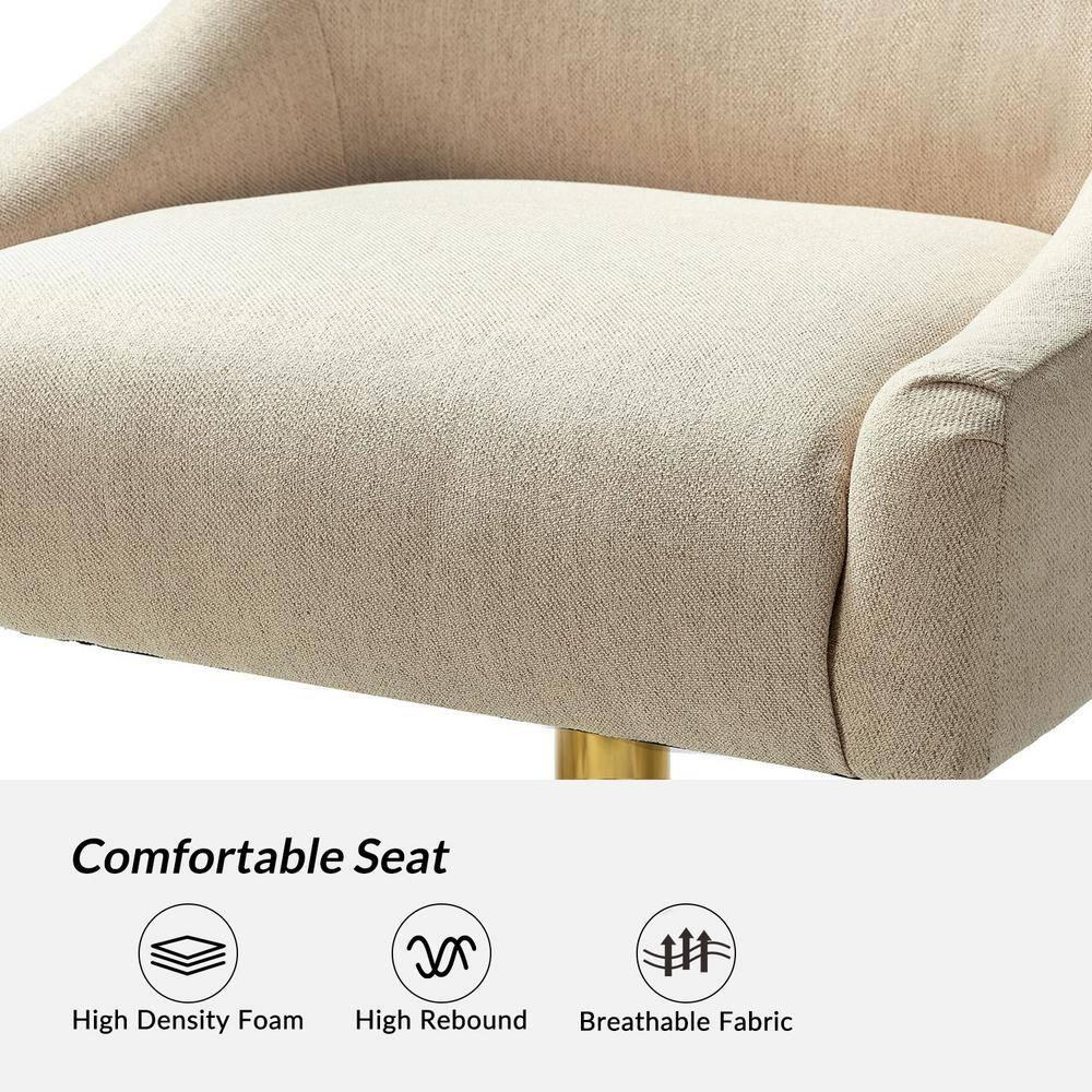 HULALA HOME Carina Modern Upholstery Task Chair with Golden Base by  Tan