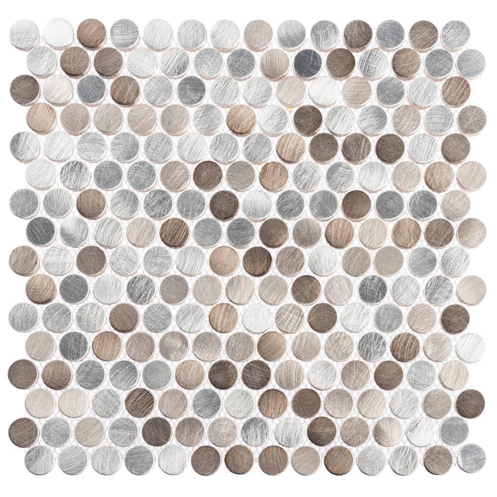 Orb 3/4" Metal Penny Round Mosaic Tile Shower Wall, Kitchen Backsplash and Wall Tile