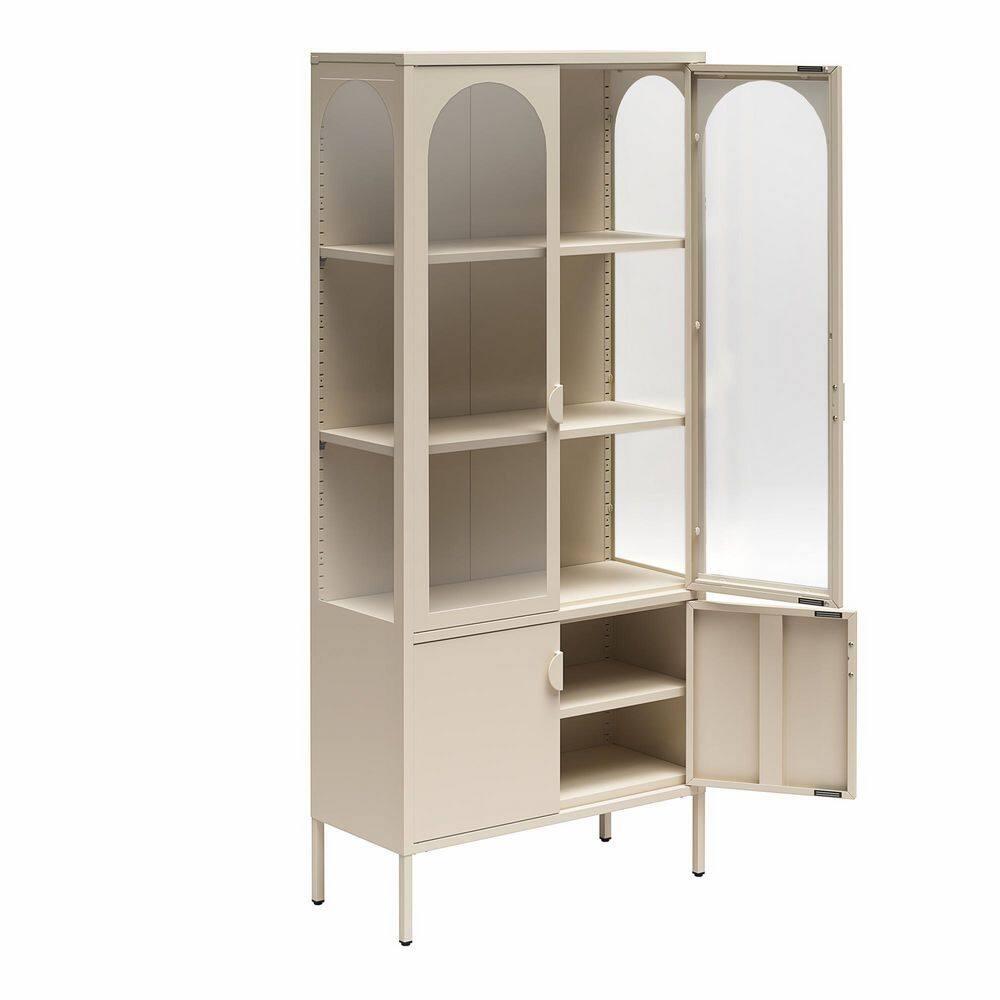 CosmoLiving by Cosmopolitan Chloe Tall Metal Display Cabinet with 2 Arched Glass Doors