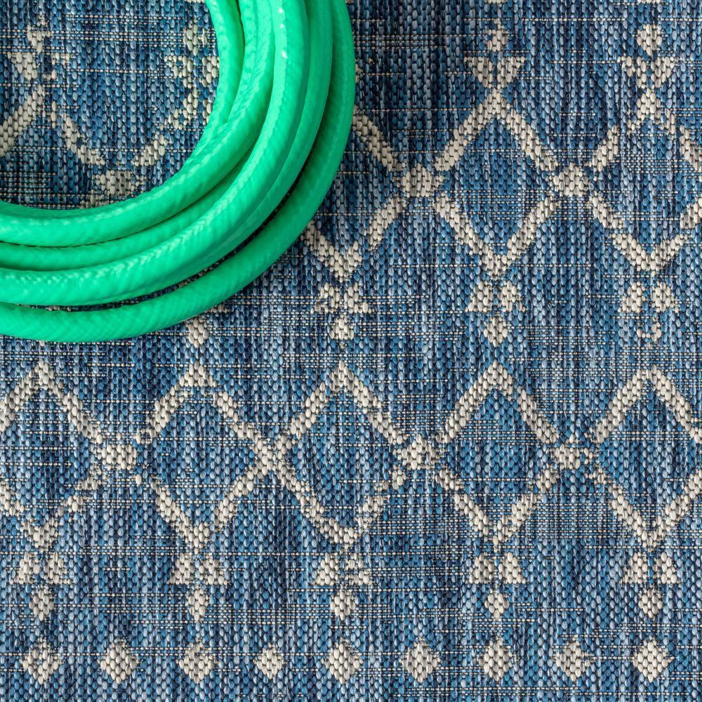 9' X 12' Ourika Moroccan Geometric Textured Weave Indoor/Outdoor Area Rug, Navy/Light Gray - JONATHAN Y