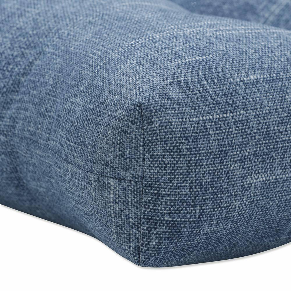 48" x 18" Outdoor Tufted Bench/Swing Cushion Tory Denim Blue - Pillow Perfect: Weather & Fade-Resistant