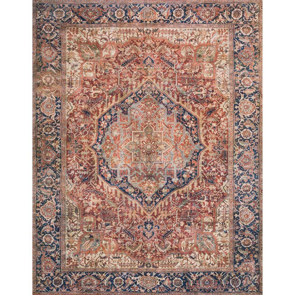 Loloi II Layla Printed Oriental Distressed Red / Navy Area Rug