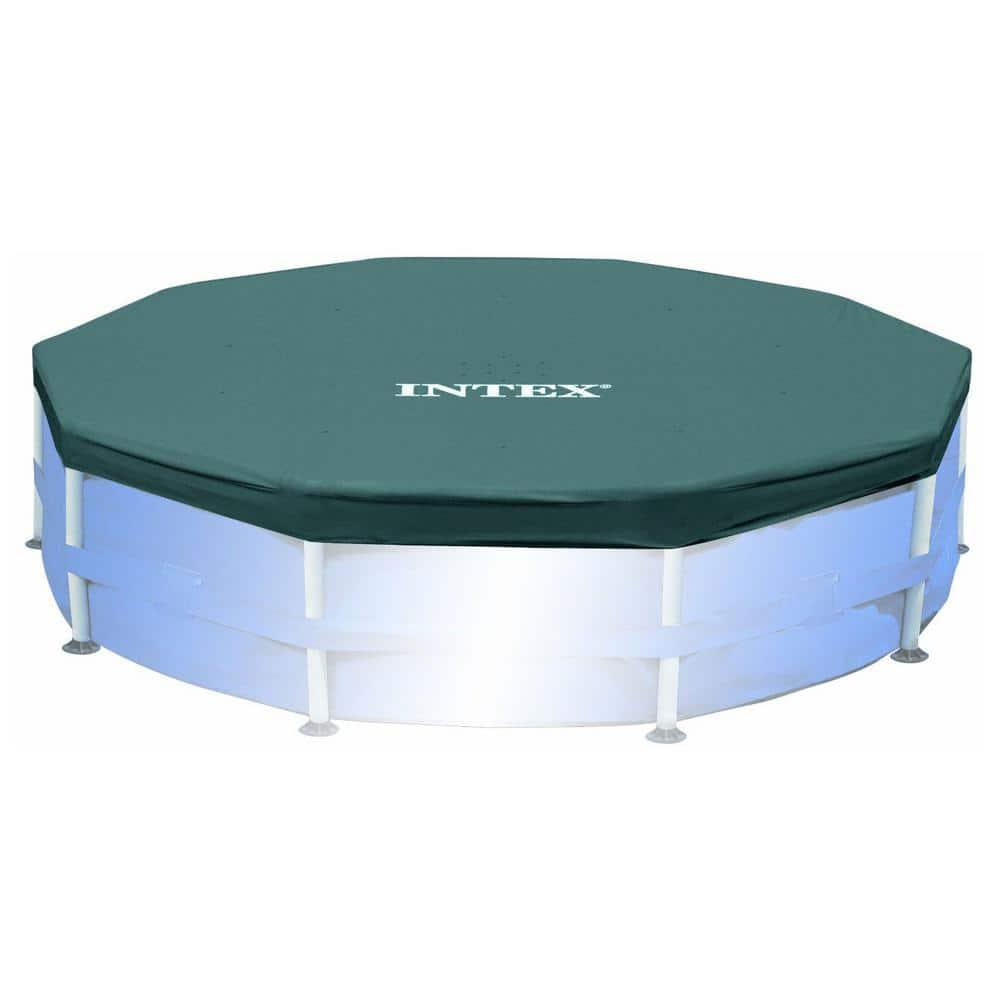 Metal Frame Above Ground Swimming Pool w/ 10 Foot Round Swimming Pool Cover