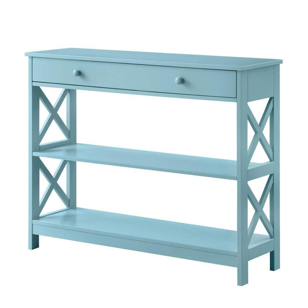 Convenience Concepts Oxford 1 Drawer Console Table with Shelves, Sea Foam Blue