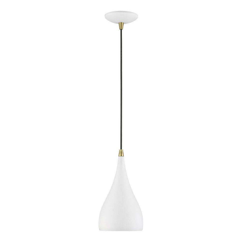 Livex Lighting Amador 1 - Light Pendant in  Textured White/Antique Brass