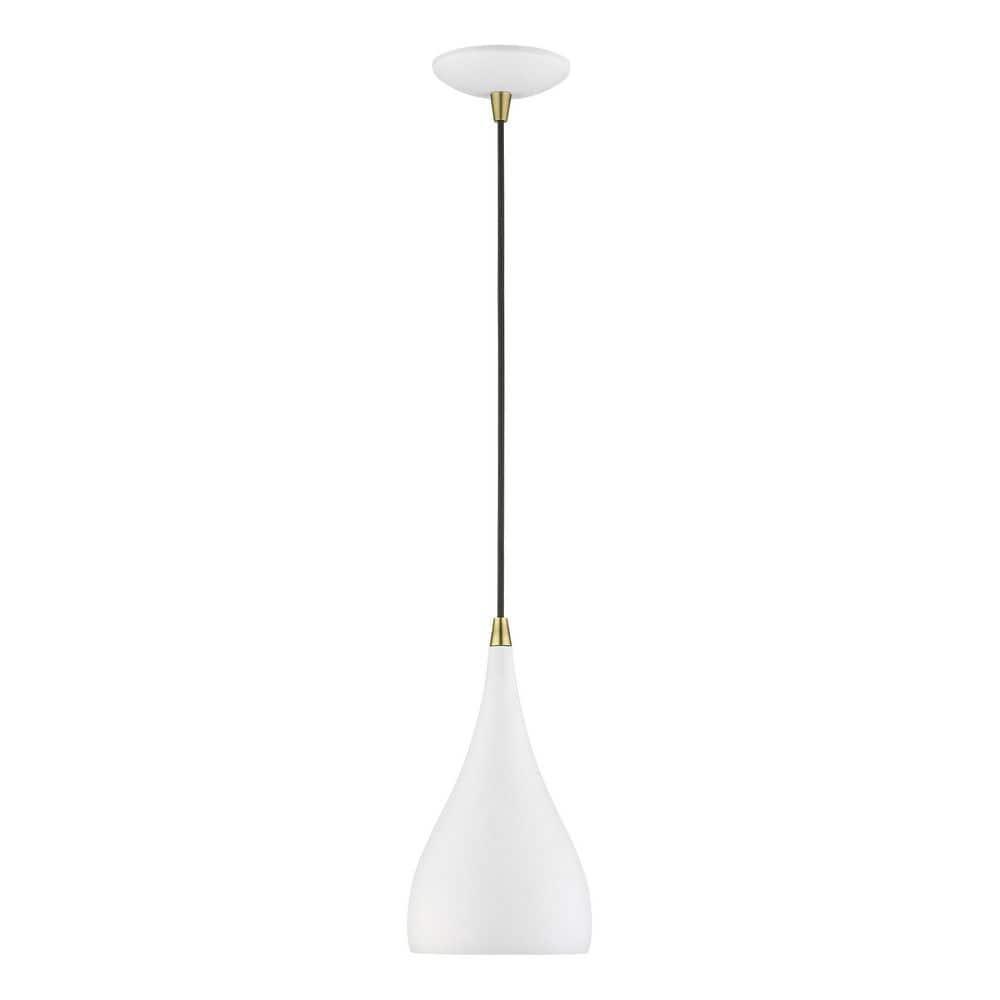 Livex Lighting Amador 1 - Light Pendant in  Textured White/Antique Brass