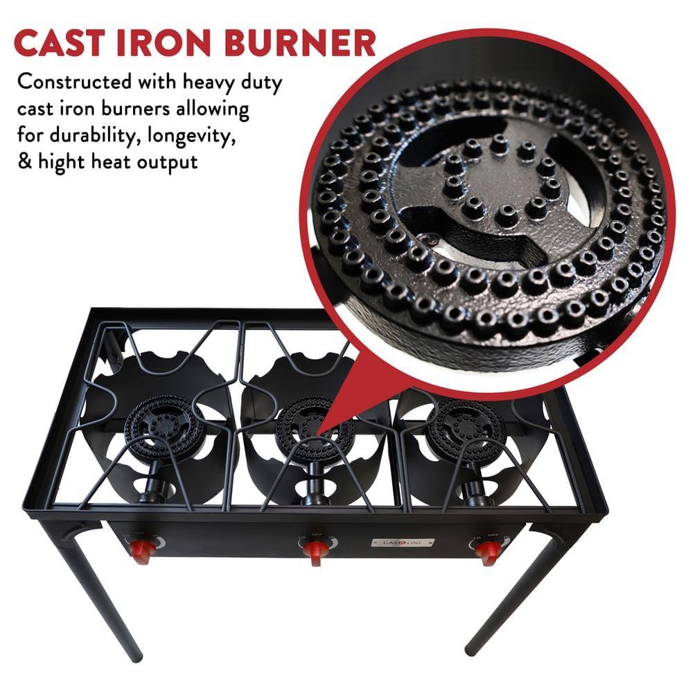 GasOne 3-Burner Propane Outdoor Stove with Adjustable High Pressure Regulator and Hose
