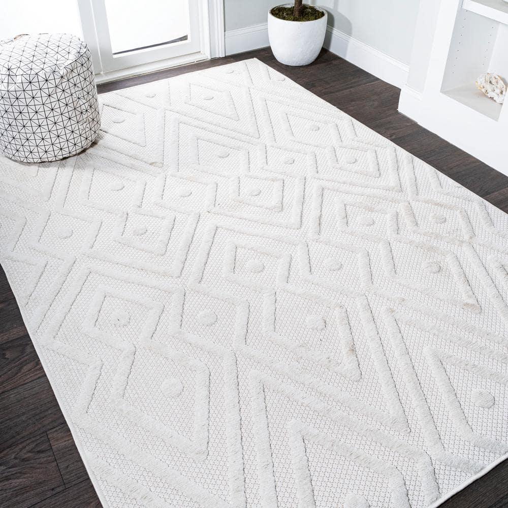 5'x8' Balansat Moroccan Diamond Indoor/Outdoor Area Rug, Ivory - JONATHAN Y
