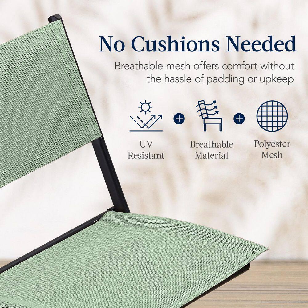 George Oliver 3-Piece Patio Bistro Dining Furniture Set W/ Glass Tabletop, Folding Chairs