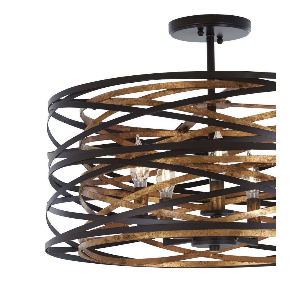Minka Lavery Vortic Flow 20" Wide Dark Bronze and Mosaic Gold 5-Light Pendant