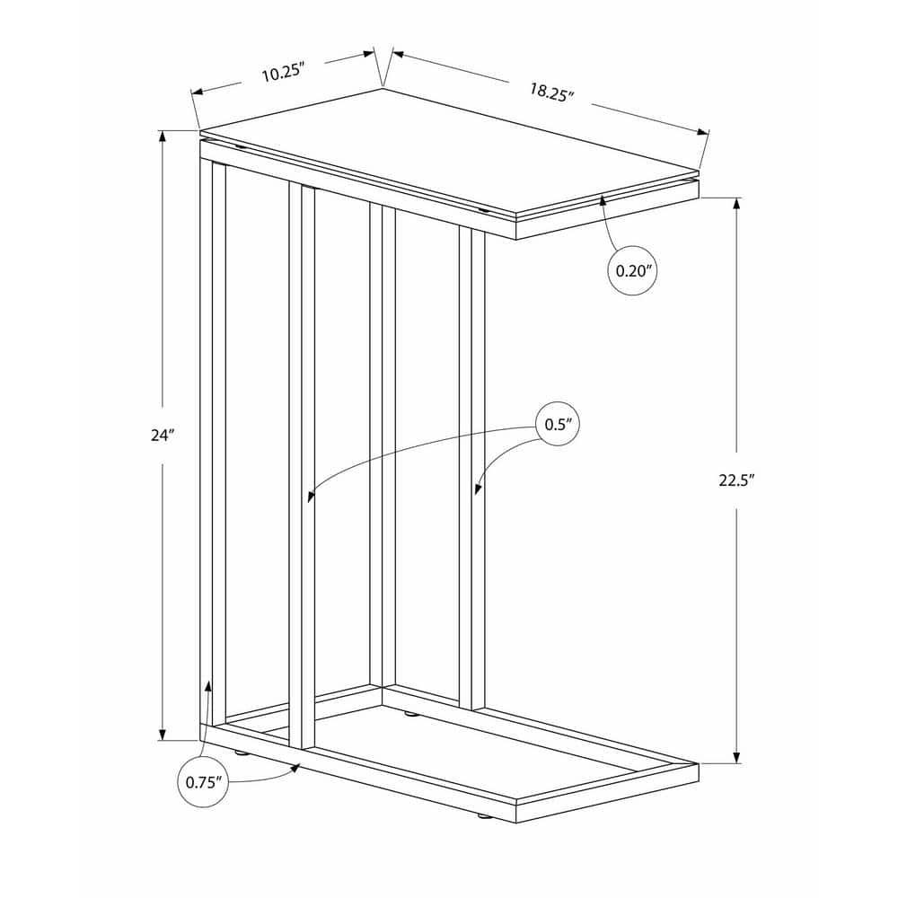 Monarch Specialties Accent Table, C-shaped, End, Side, Snack, Bedroom, Black Tempered Glass