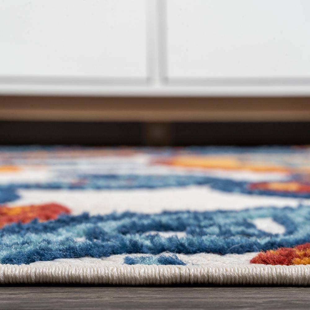 2'x8' Julien Paisley High-Low Indoor/Outdoor Area Rug, Orange/Blue - JONATHAN Y