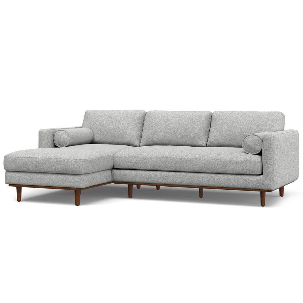 Simpli Home Morrison Large Left Sectional Sofa,Mid-Century Modern Couch with Chaise Lounge and Eco-Friendly Woven-Blend Fabric