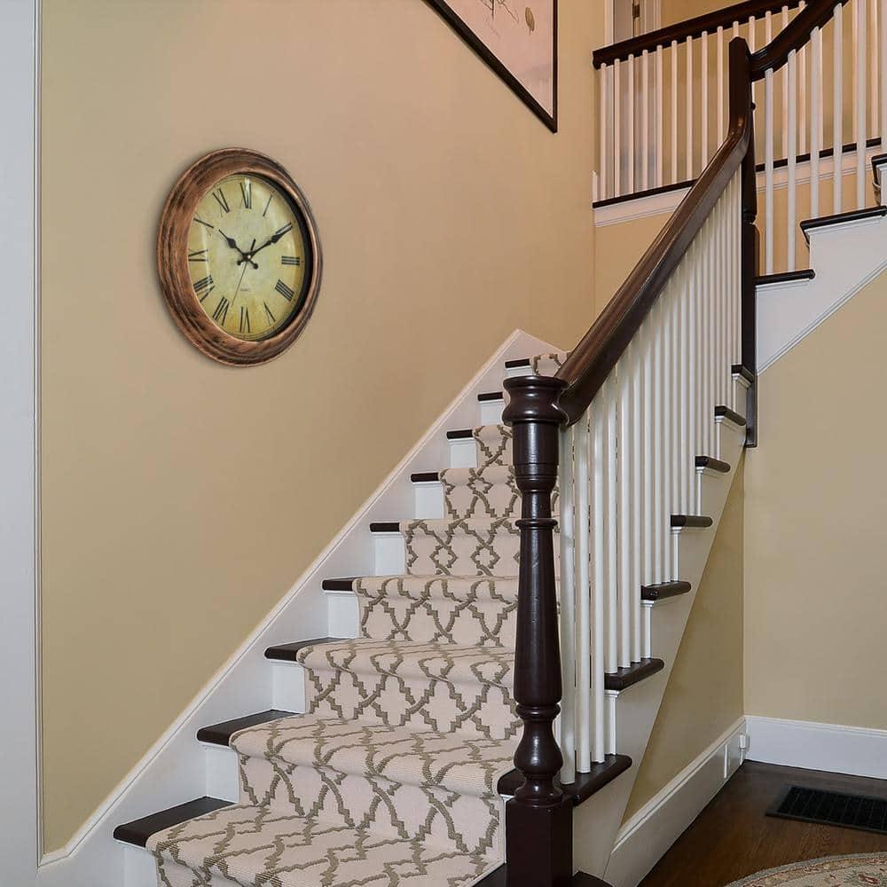 Clockswise 15.5 in Wall Clock for Home Kitchen Living/Dining Room Office Over Fireplace Decor, Easy to Read, Rustic Bronze, Non-Ticking Roman Numerals