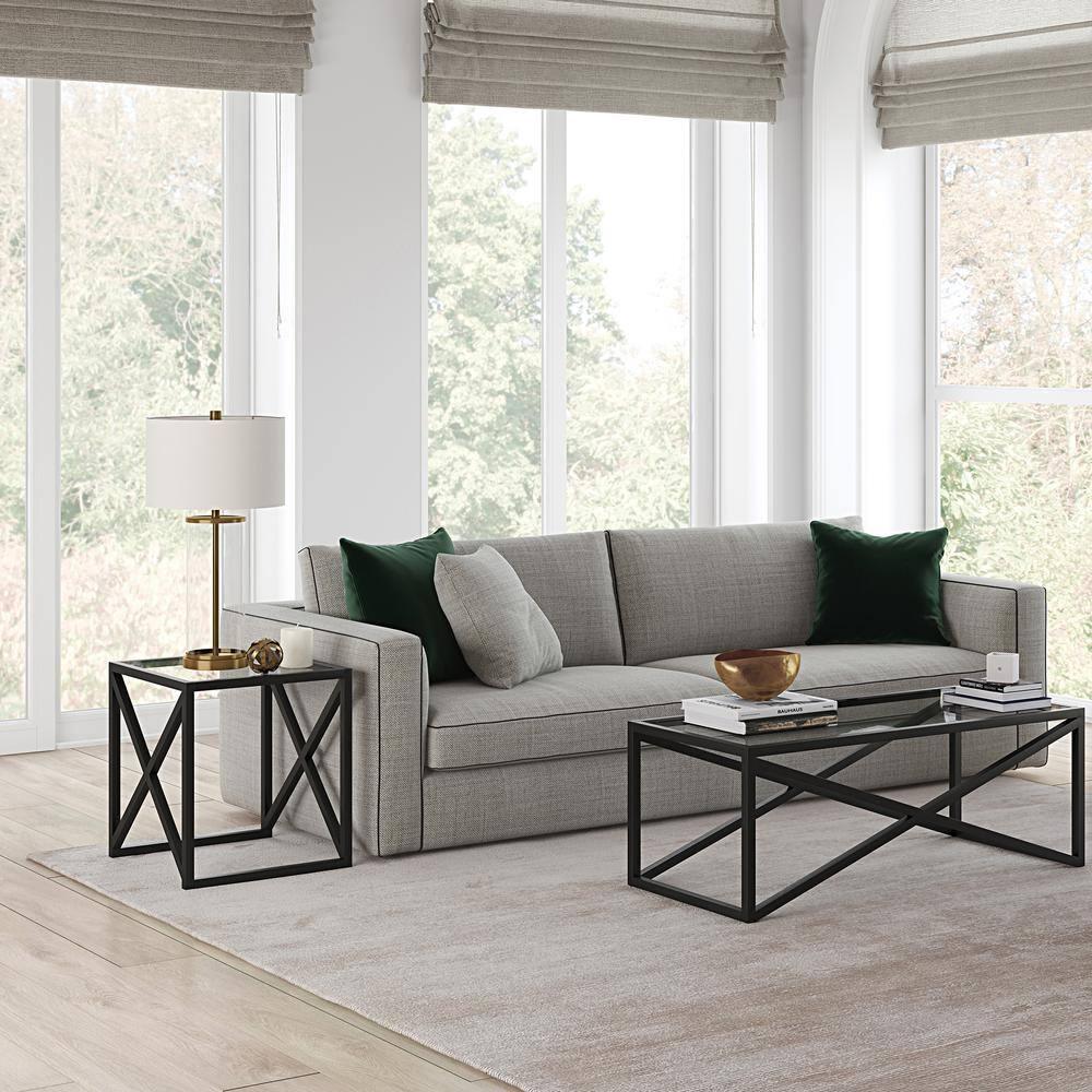 Evelyn&Zoe Calix 20" Wide Square Side Table, Blackened Bronze