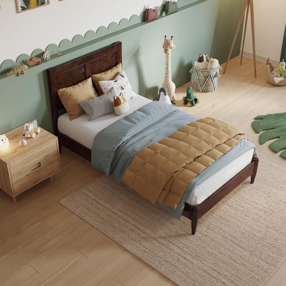 AFI Furnishings Berkshire Twin Solid Wood Low Profile Platform Bed in Walnut