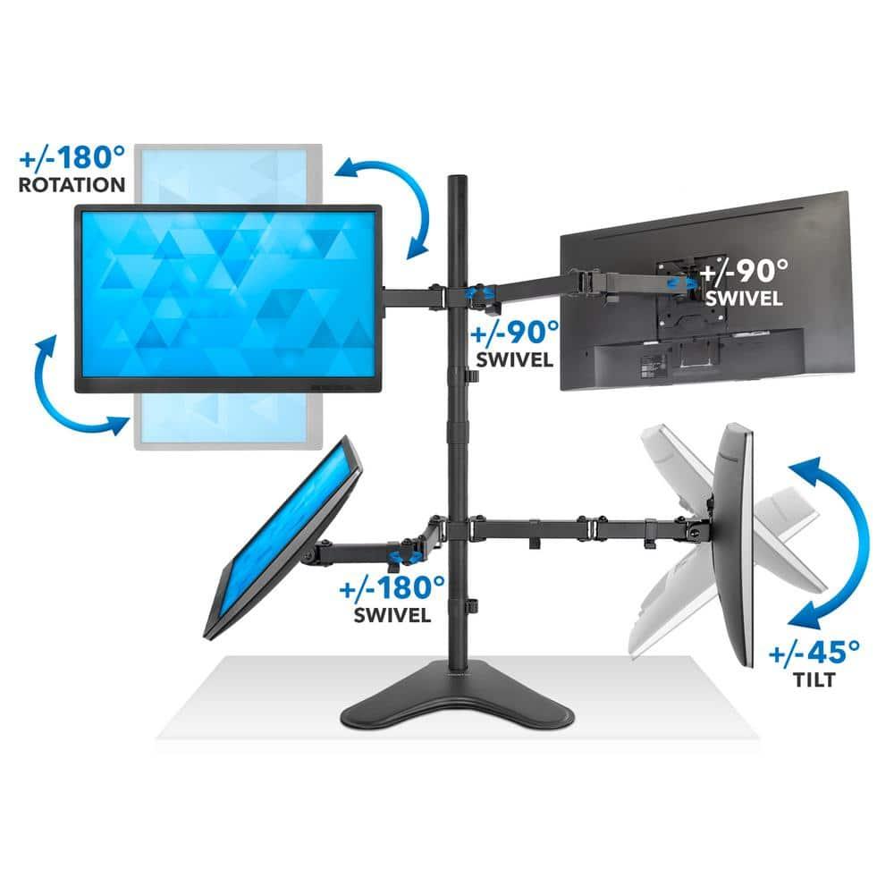 Mount-it Mount-It Quad Monitor Stand | Height Adjustable Standing 4 Screen Mount Fits Monitors Up to 32 in.