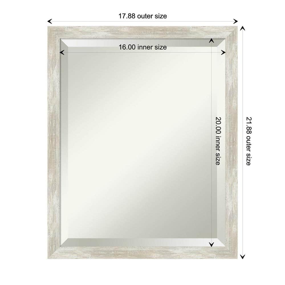 Amanti Art 18"x22" Crackled Metallic Narrow Framed Wall Mirror Silver: Beveled, Polystyrene Frame, No Assembly Required