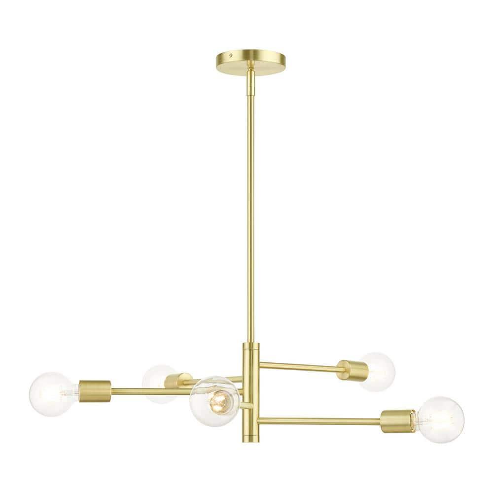 Livex Lighting Bannister 5 - Light Chandelier in  Satin Brass