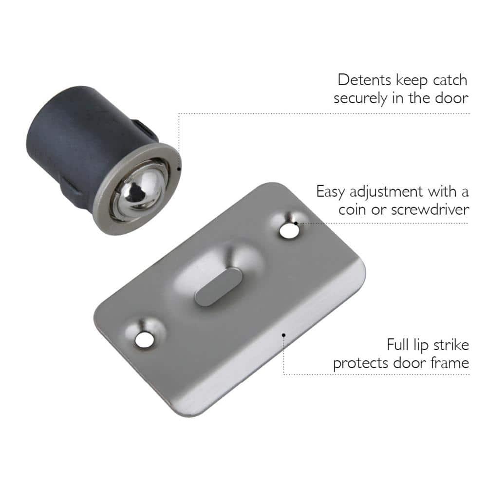 Design House 2-Pack Drive-In Ball Catch for Closet Doors with Dummy Hardware, Satin Nickel