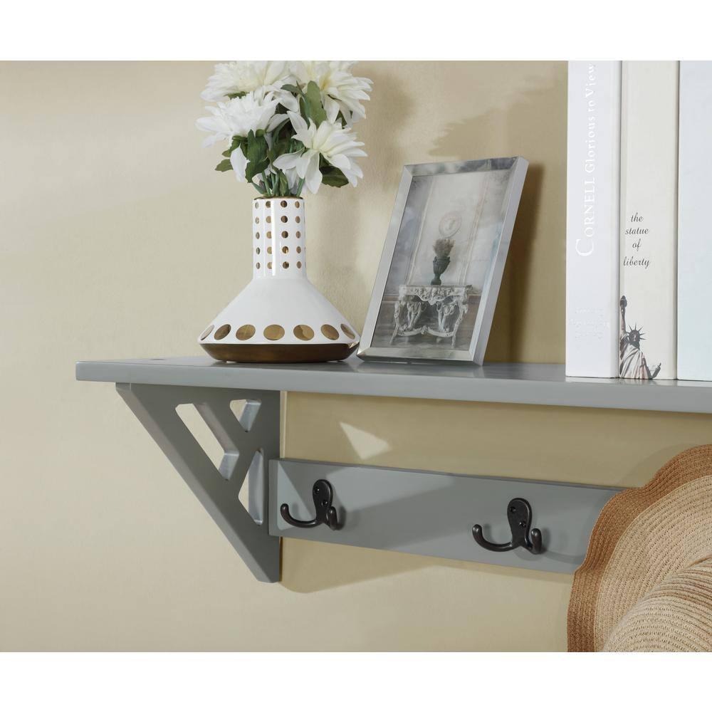 Alaterre Furniture Coventry 36 in. Gray Coat Hook & Shelf Fixture, Entryway, Mudroom & Laundry Room Home Storage