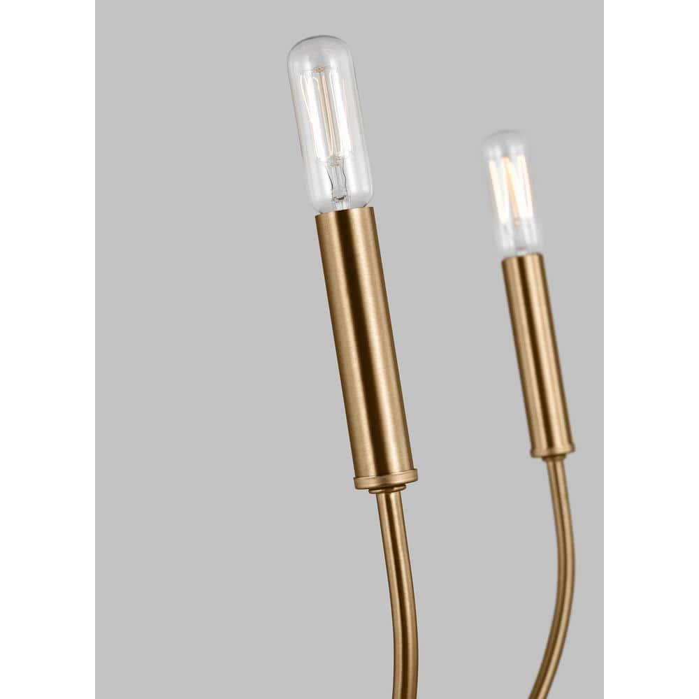 Elegant Satin Brass 5-Light Chandelier with Clear Silver Accents