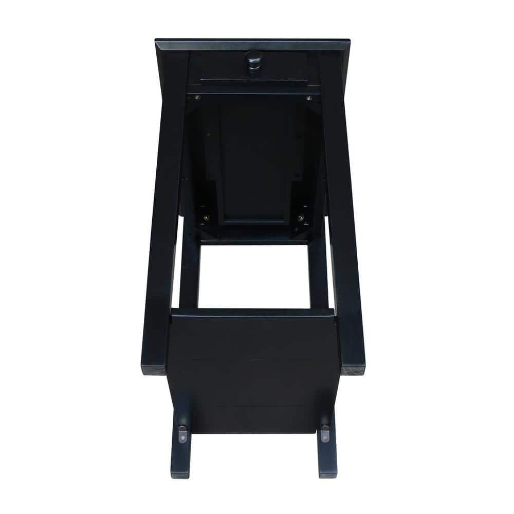 International Concepts Narrow End Table Black: Sleek Design with Drawer & Fixed Shelf for Living Room
