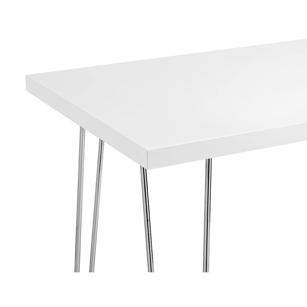 Walker Edison MDF Wood Writing Desk with Chrome Metal Legs in White