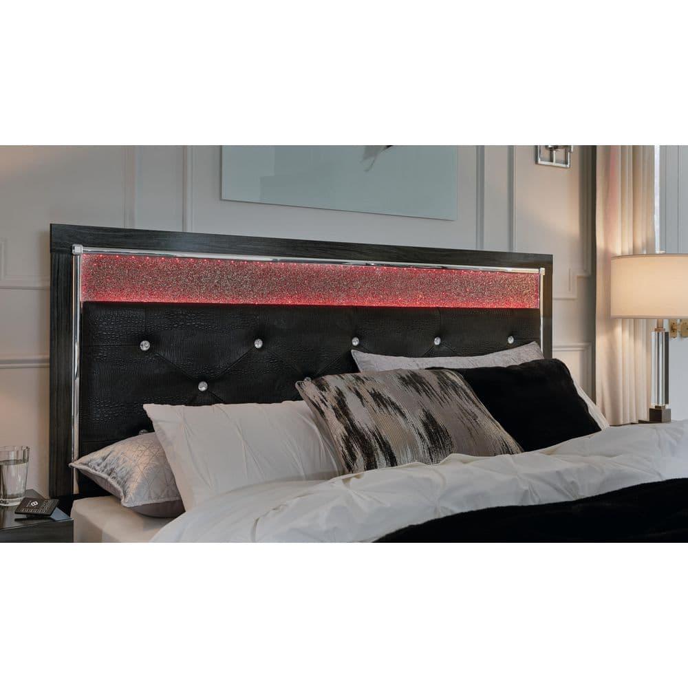 Queen Black Upholstered Tufted Headboard with LED Lighting