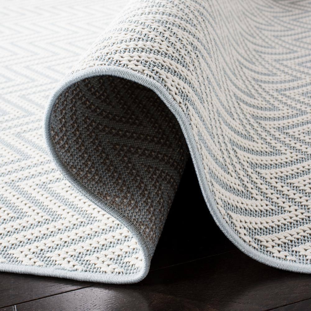 SAFAVIEH Bermuda Amina Geometric Chevron Indoor/Outdoor Area Rug Light Blue/Cream, 8' x 10'