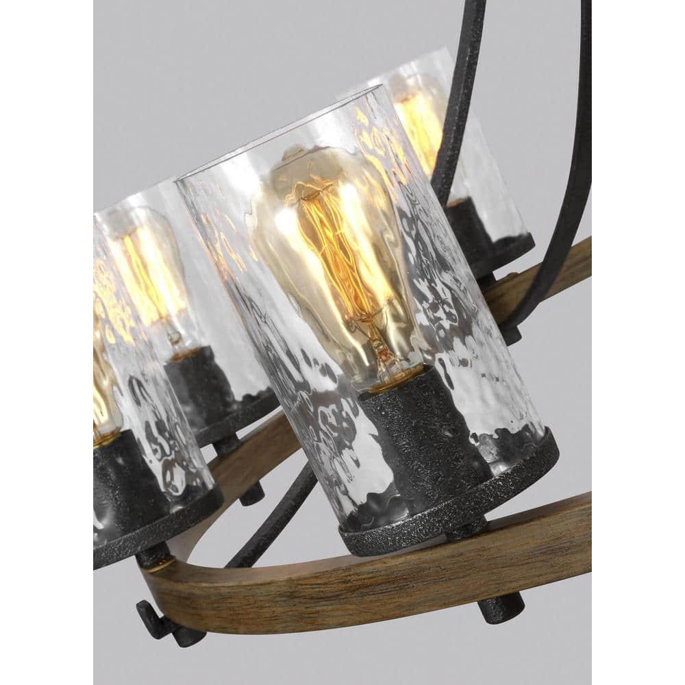 Steffens Iron & Textured Glass Chandelier (24"-48")