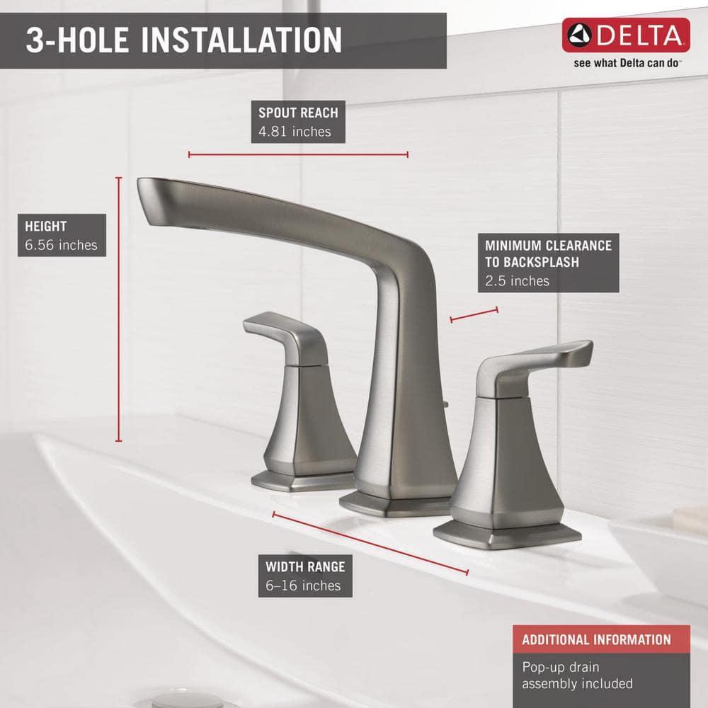 Vesna Widespread Bathroom Faucet 3 Hole, 2-handle Bathroom Sink Faucet with Drain Assembly