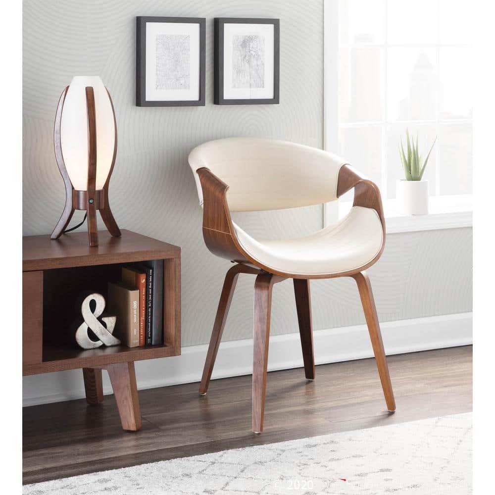 Symphony Mid-Century Modern Dining Accent Chair Walnut/Cream - LumiSource: Upholstered, Wood Legs, 250lb Capacity