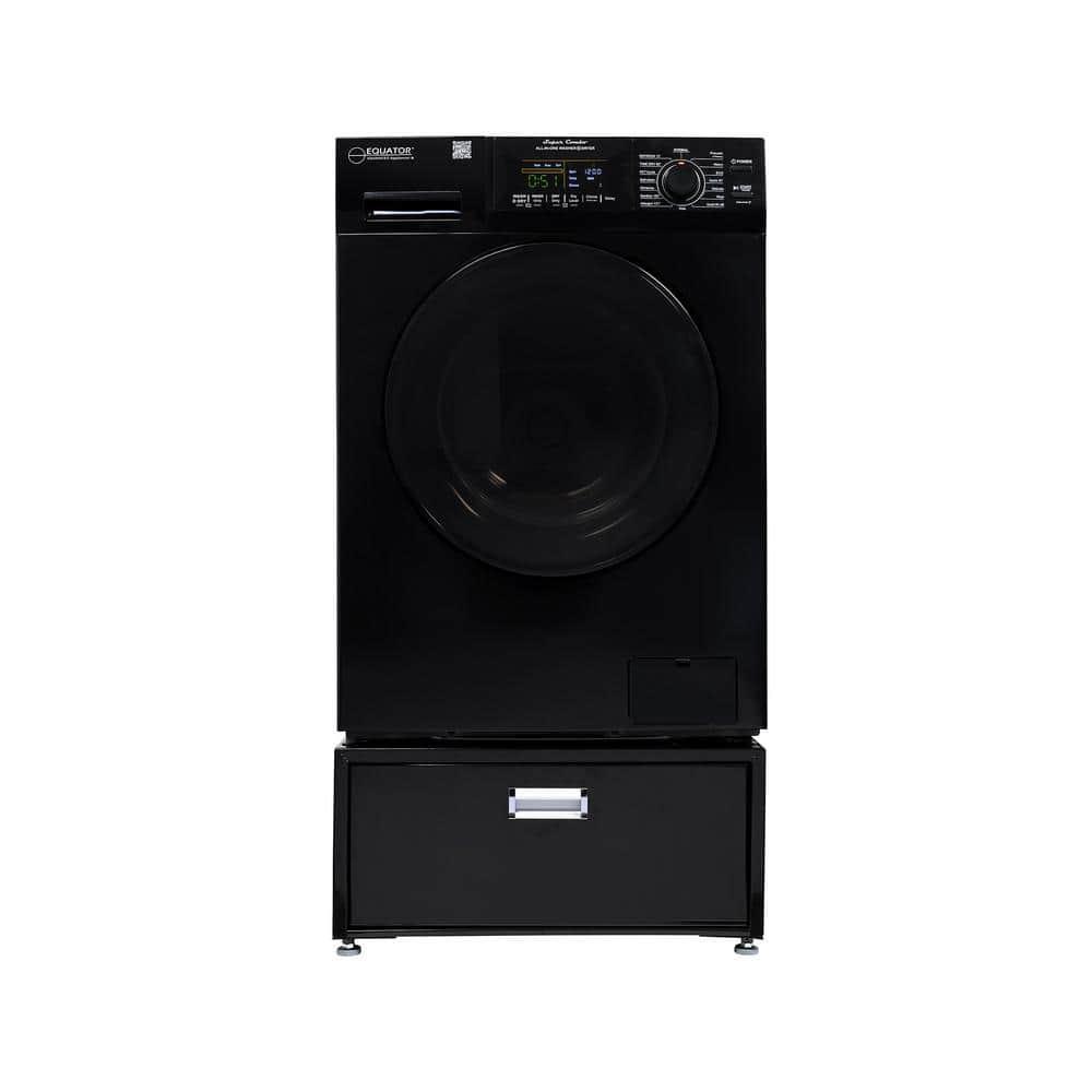 Equator Advanced Appliances All-in-one Washer Dryer Ventless FULLY BUILTIN 0-CLEARANCE 1.62cf/15lbs 110V 1400RPM with Pedestal EZ 4700 C + PDL 4455 Black