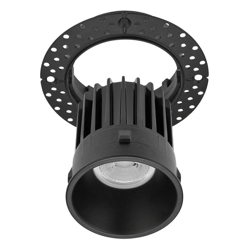 Maxxima 2 in. Trimless Slim Round Recessed Anti-Glare LED Downlight, Black, Canless IC Rated, 600 Lumens, 5 CCT 2700K-5000K