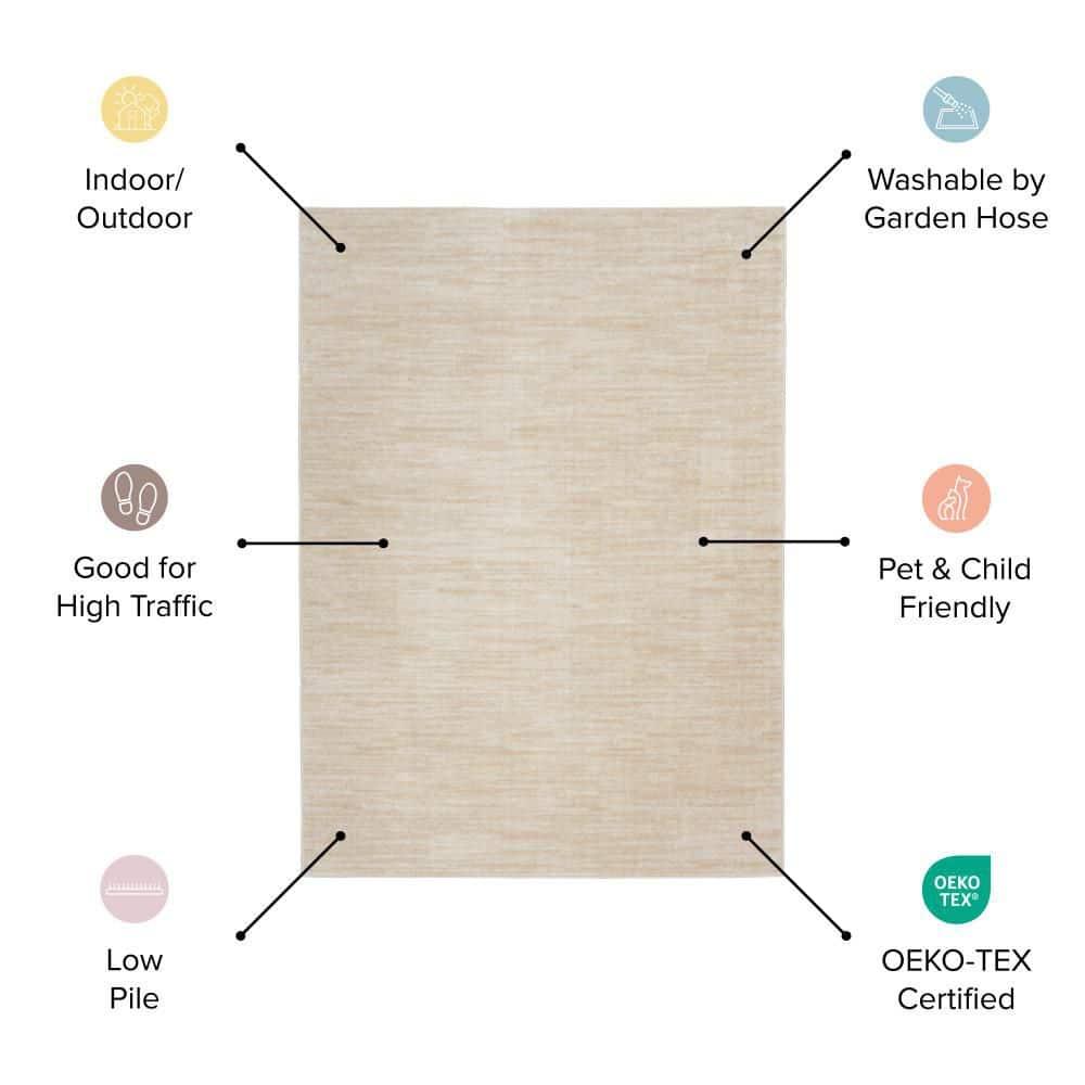 Nourison Essentials 9' x 12' Navy/Ivory Contemporary Bordered Indoor/Outdoor Area Rug