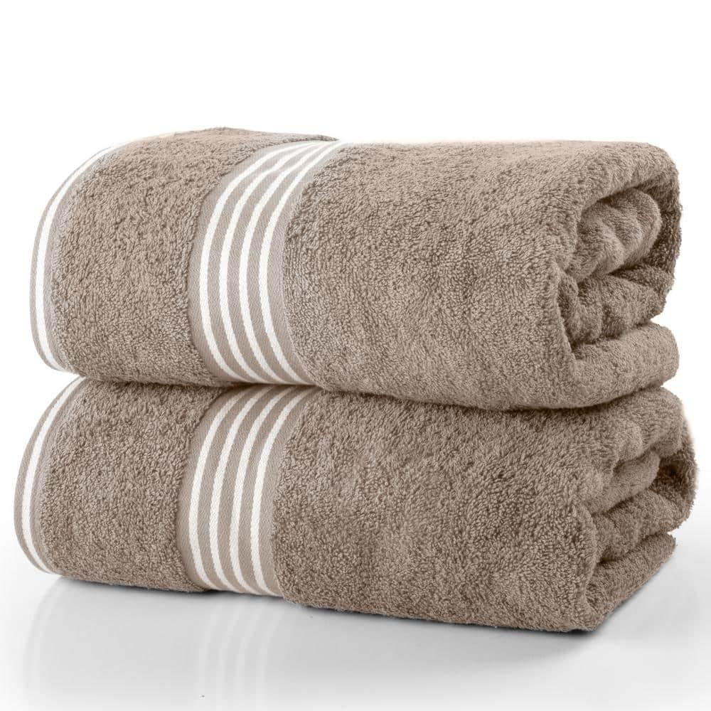 Lavish Home 35x70 Luxury Cotton Bath Towels, Beige