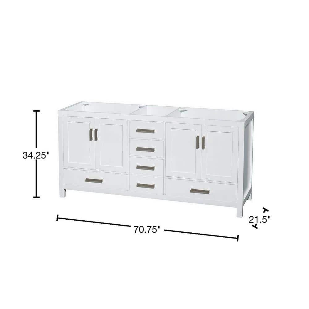 Wyndham Collection Sheffield 71" Freestanding Double Vanity Base Only