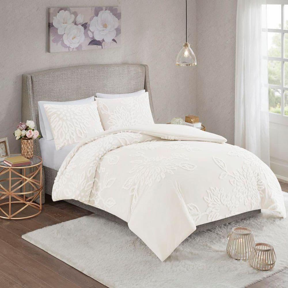 Kelly Clarkson Home Gwyneth 3 Piece Tufted Cotton Chenille Floral Duvet Cover Set