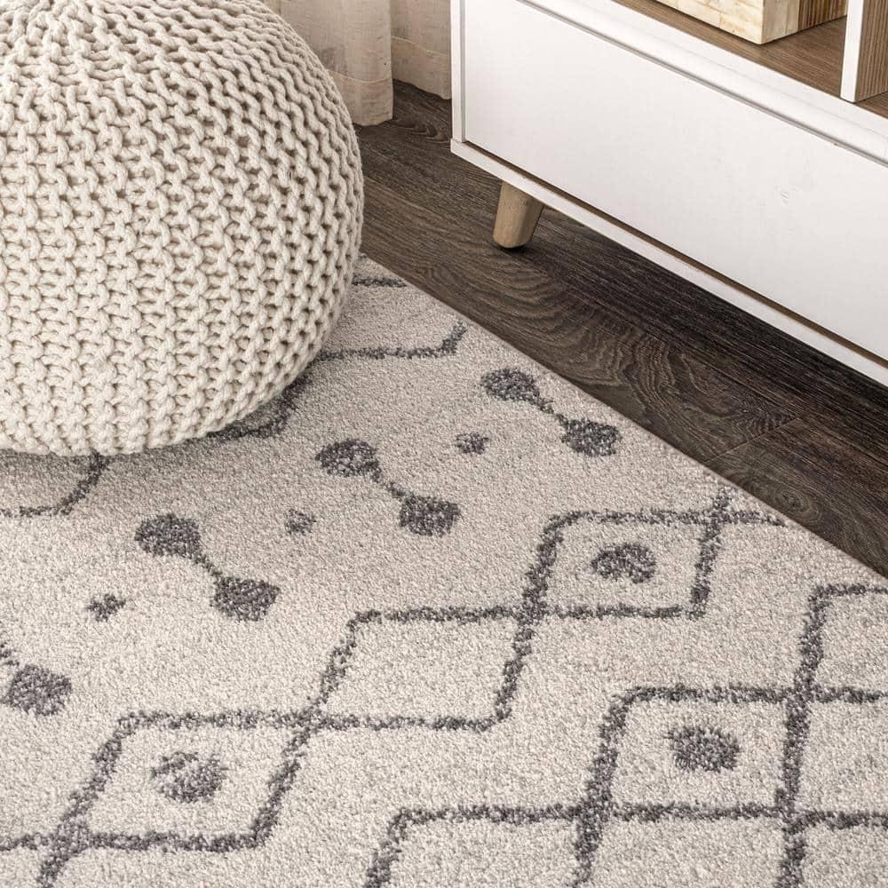 4'x6' Aksil Moroccan Beni Souk Area Rug, Cream/Gray - JONATHAN Y