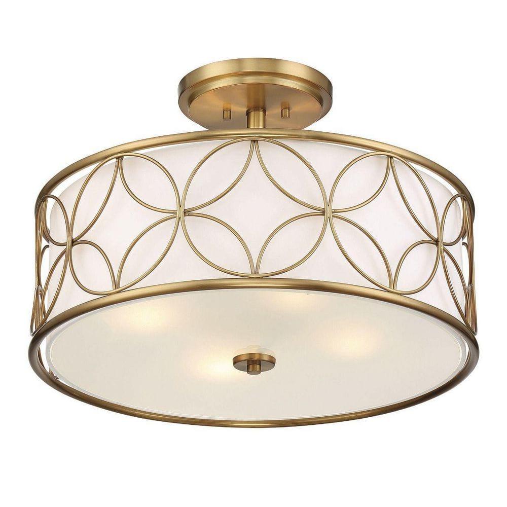 Savoy House Reid 4 - Light Semi-Flush Mount in  Warm Brass