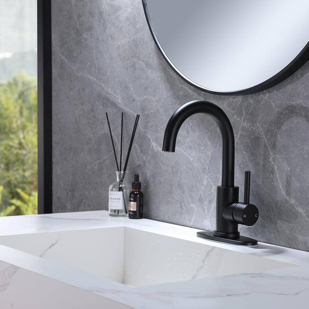 VIBRANTBATH Single-Hole Single-handle Bathroom Faucet 6025-Black