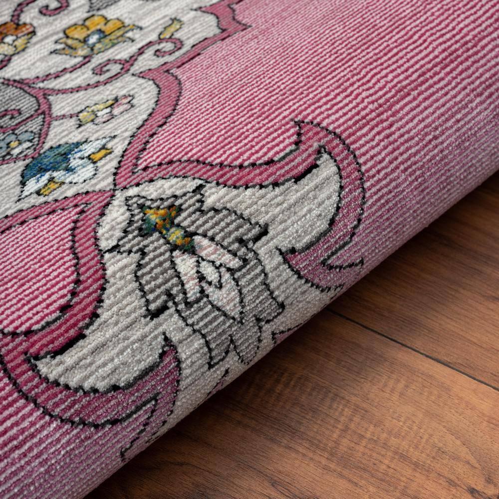 LR Home Ada 5' x 7'6" Pink Medallion Durable Indoor Area Rug