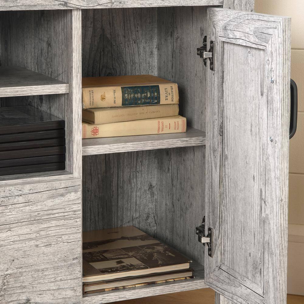 Lionel Corner TV Stand for TVs up to 48" Light Gray - South Shore: Farmhouse Style, Media Storage, Metal Handles