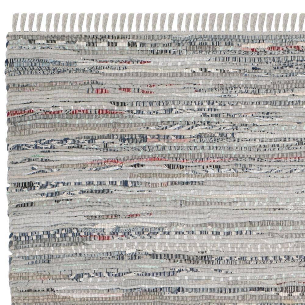Rag Rug RAR121 Hand Woven Indoor Area Rug - 8'x8' - Grey - Safavieh