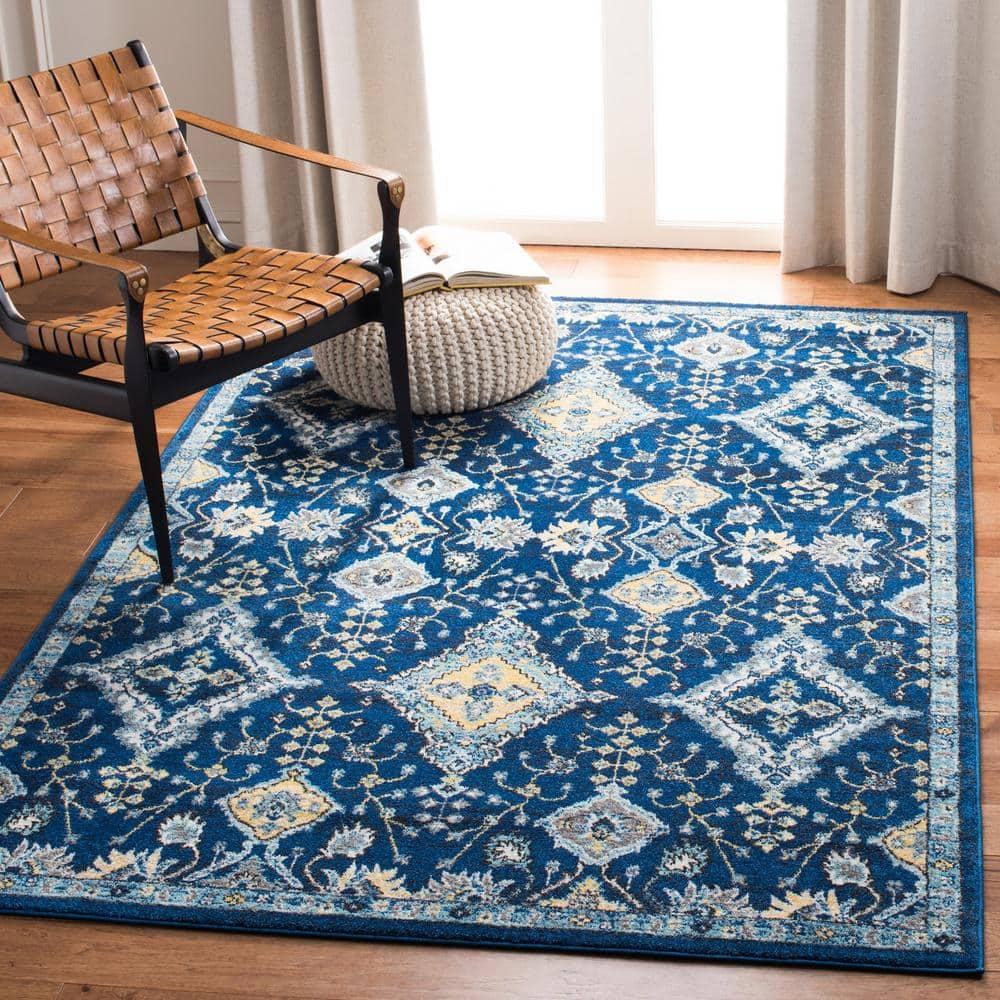 Evoke EVK224 Power Loomed Area Rug - Royal/Ivory - 4'x6' - Safavieh.