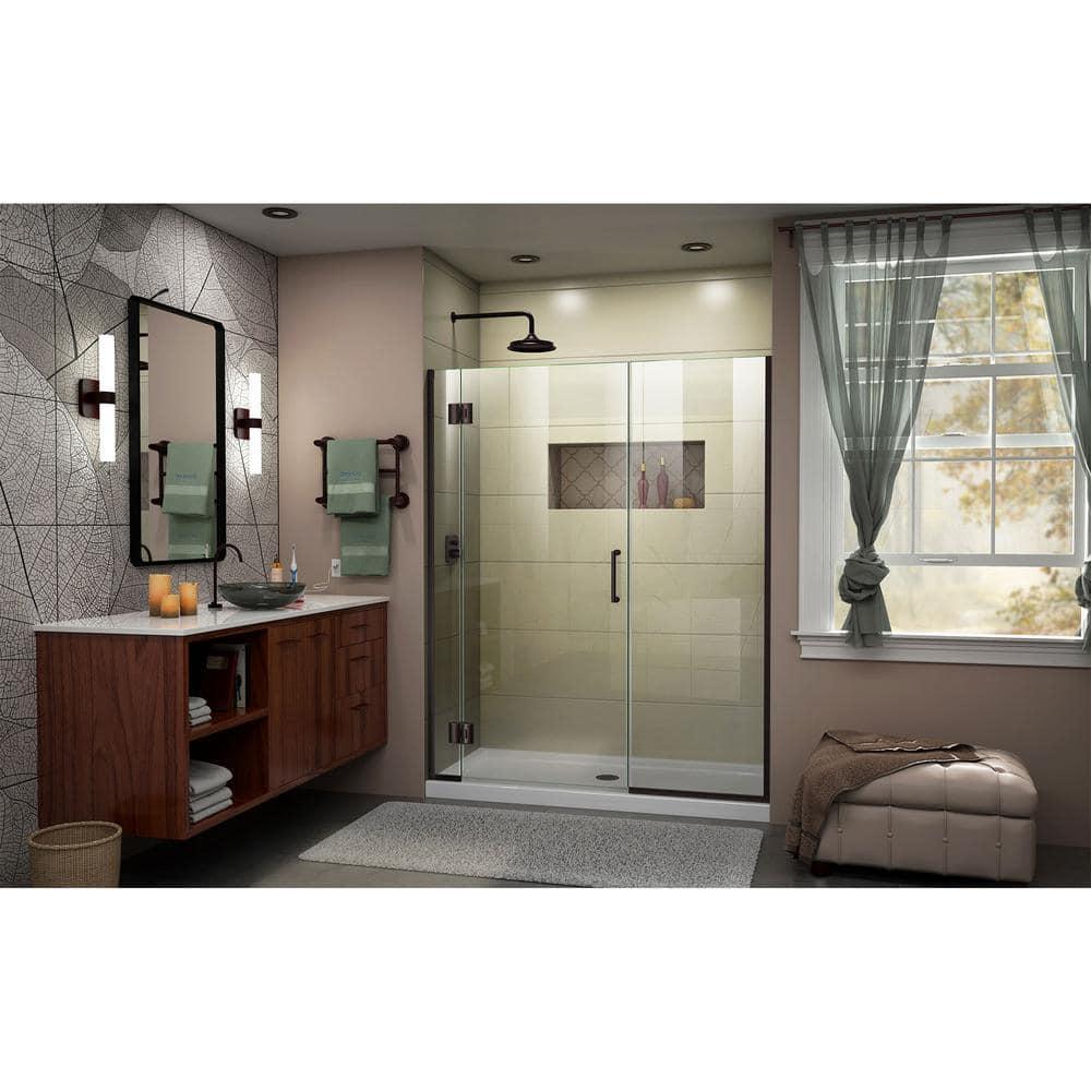 Unidoor-X 55.5" W x 72" H Frameless Shower Door with Fixed Panel