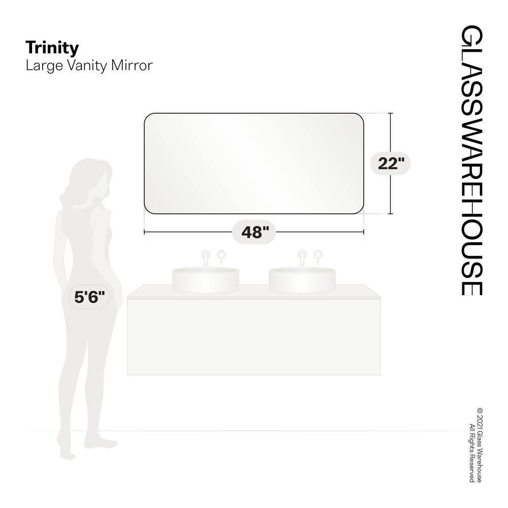 Trinity 22 in. x 48 in. Square Radius Mirror