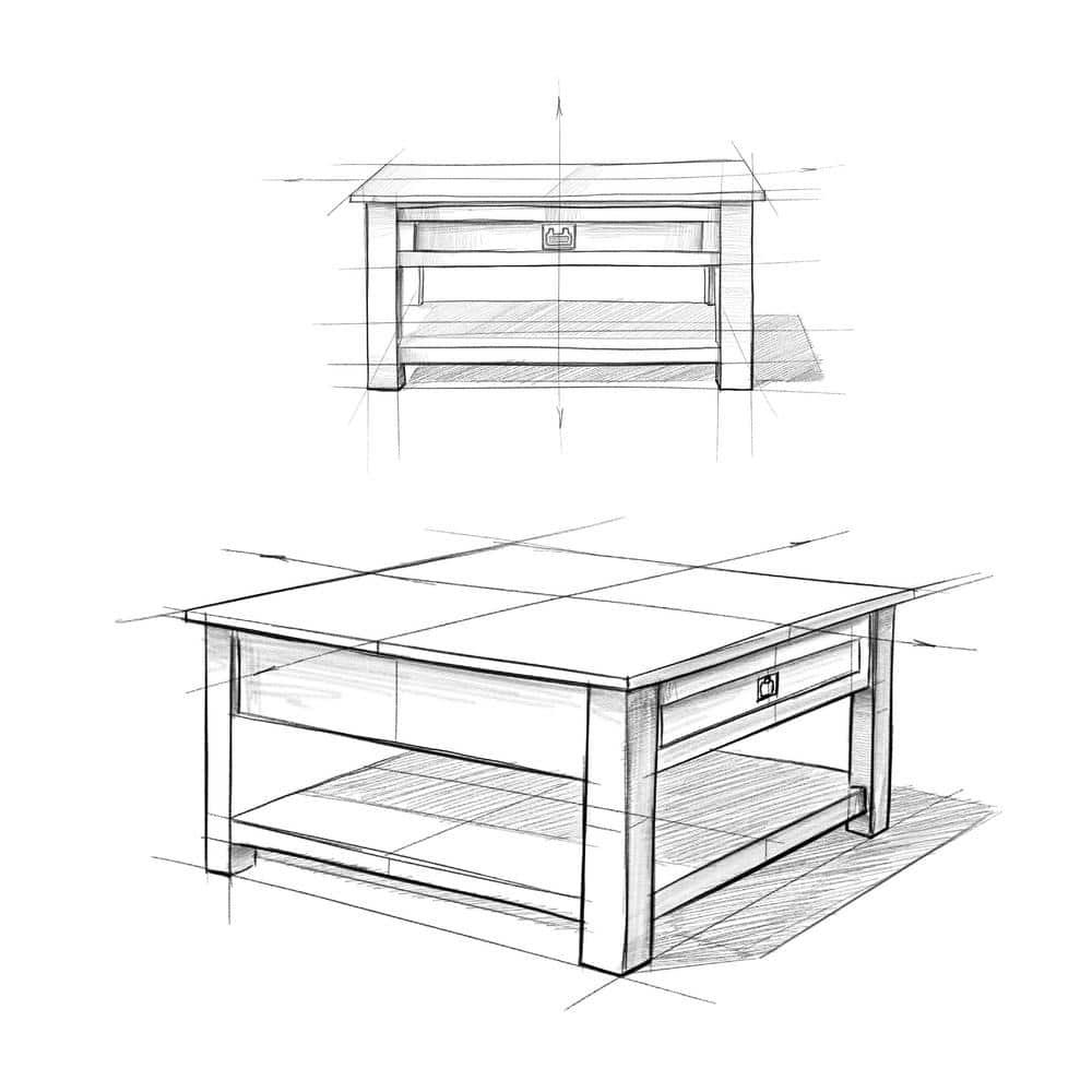 Simpli Home Monroe 38"W Solid Acacia Rustic Square Coffee Table with Large Drawer and Open Shelf