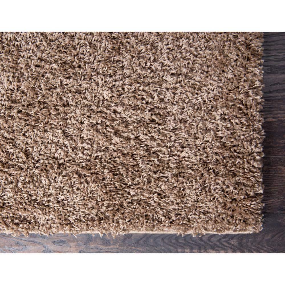Unique Loom 4' 0 x 6' 0 Solid Shag Sandy Brown Area Rug
